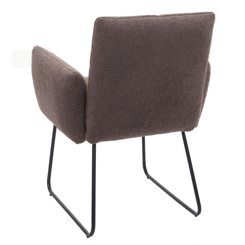 Lot de 6 chaises de salle à manger  rembourrée chaise avec accoudoirs, Oeko-Tex Bouclé tissu/textile métal - brun