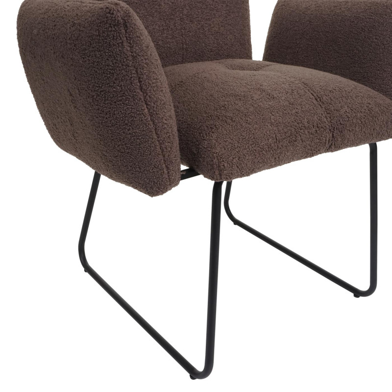 Lot de 6 chaises de salle à manger  rembourrée chaise avec accoudoirs, Oeko-Tex Bouclé tissu/textile métal - brun