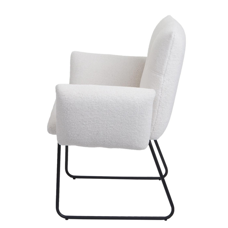 Lot de 6 chaises de salle à manger  rembourrée chaise avec accoudoirs, Oeko-Tex Bouclé tissu/textile métal - blanc