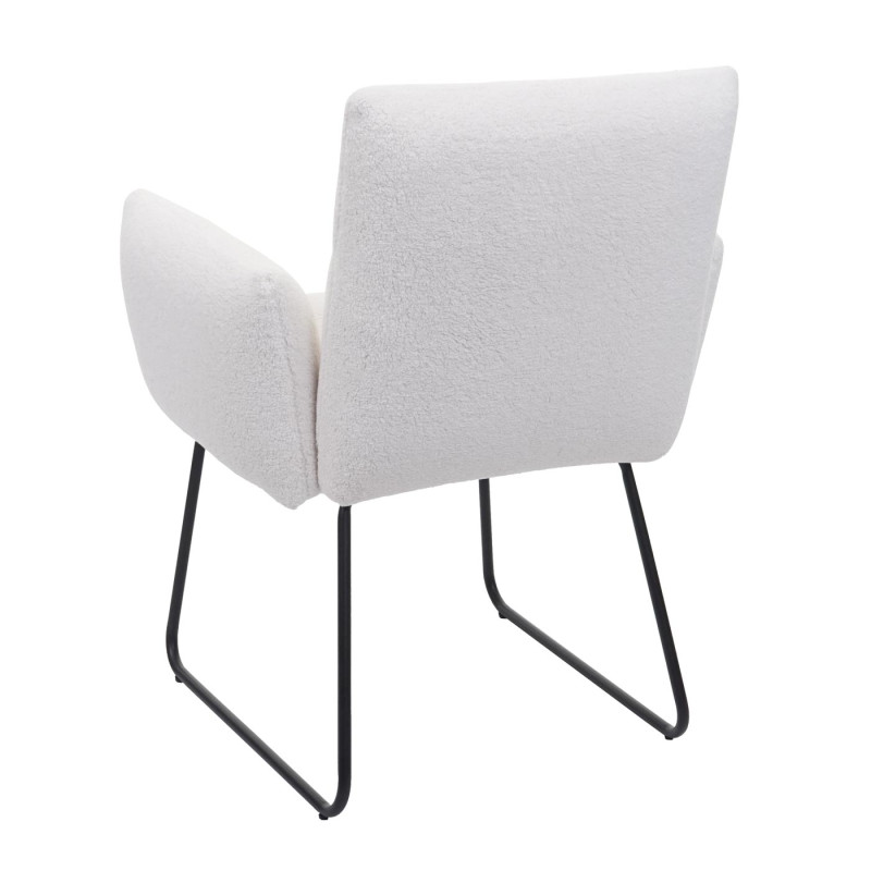 Lot de 6 chaises de salle à manger  rembourrée chaise avec accoudoirs, Oeko-Tex Bouclé tissu/textile métal - blanc