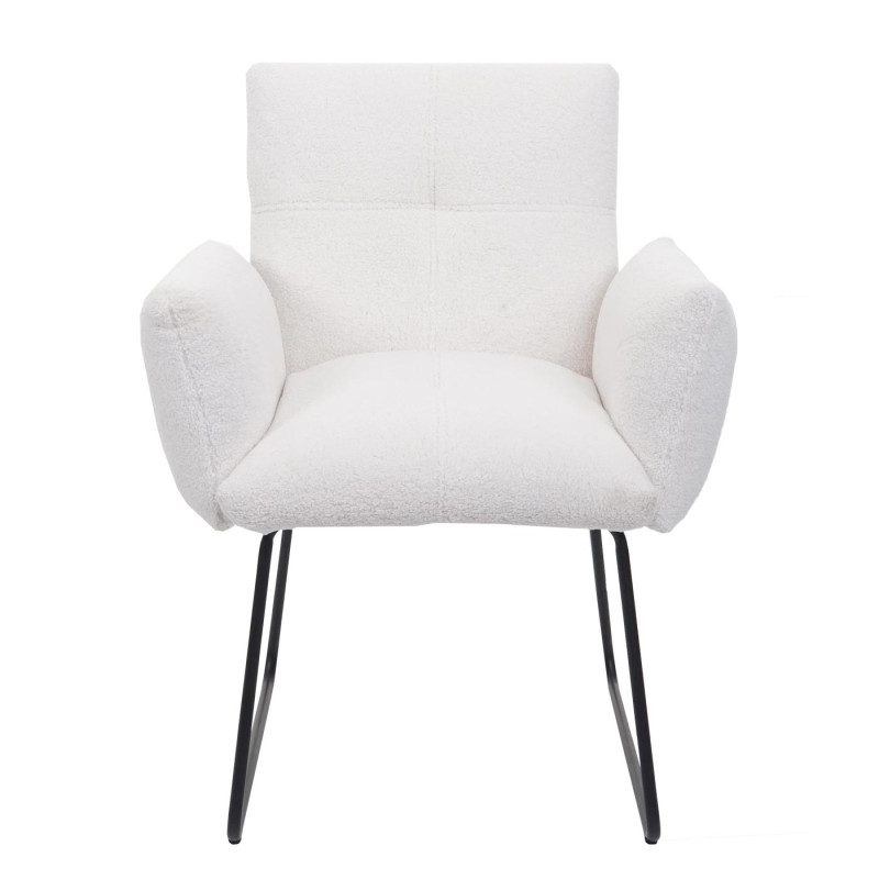 Lot de 6 chaises de salle à manger  rembourrée chaise avec accoudoirs, Oeko-Tex Bouclé tissu/textile métal - blanc