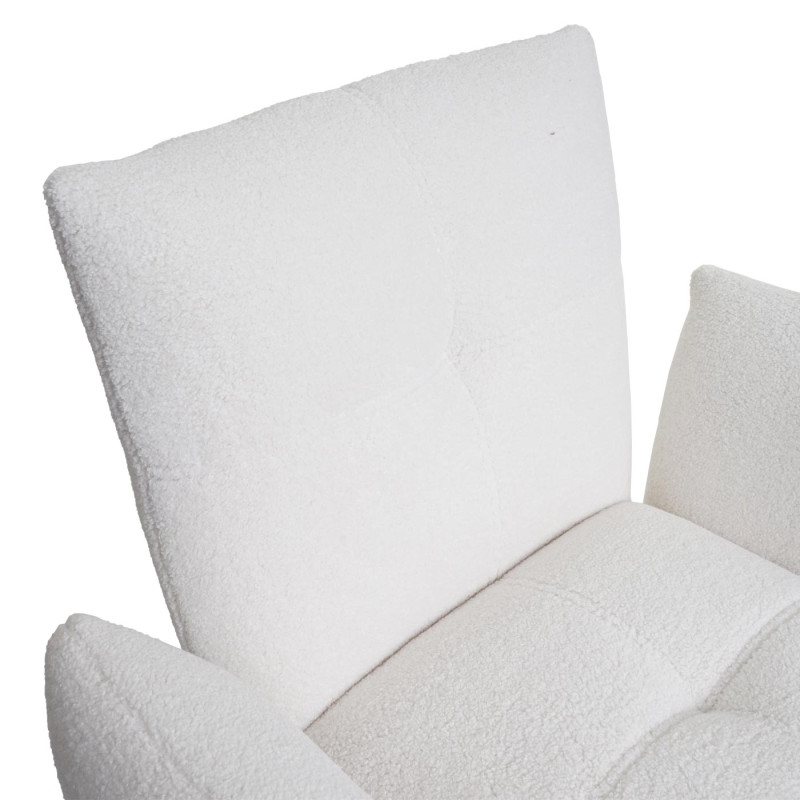 Lot de 6 chaises de salle à manger  rembourrée chaise avec accoudoirs, Oeko-Tex Bouclé tissu/textile métal - blanc