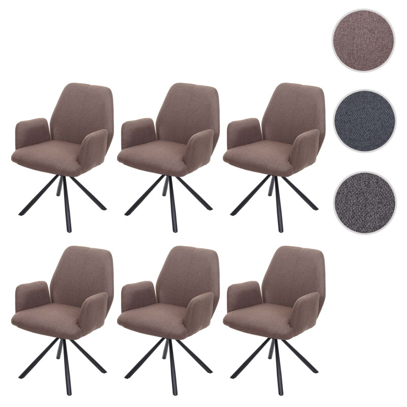 Lot de 6 chaises de salle à manger , chaise pivotante Auto-Position tissu/textile acier - gris clair
