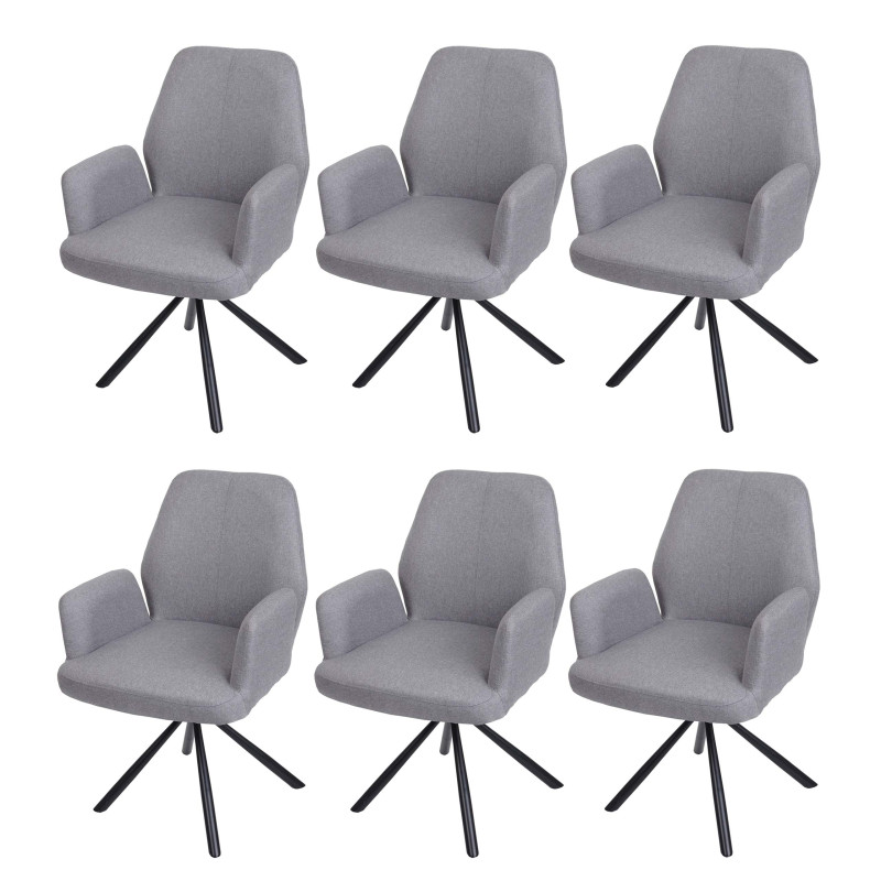 Lot de 6 chaises de salle à manger , chaise pivotante Auto-Position tissu/textile acier - gris clair