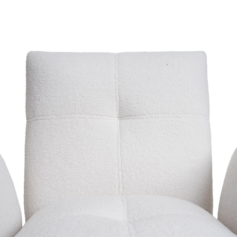 Lot de 2 chaises de salle à manger  rembourrée chaise avec accoudoirs, Oeko-Tex Bouclé tissu/textile métal - blanc