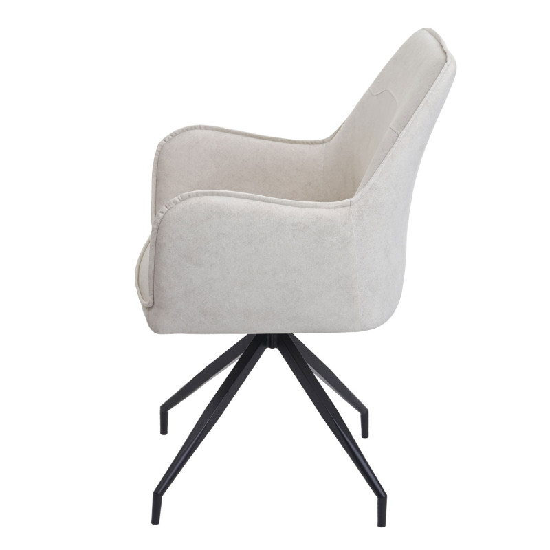 Lot de 6 chaises de salle à manger  rembourrée chaise avec accoudoirs, tissu/textile métal - crème-beige