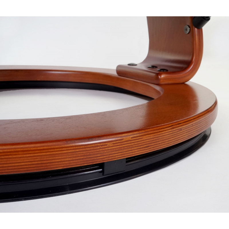 Chaise tv et tabouret en cuir véritable, 130 kg de capacité de charge - noire et couleur miel.
