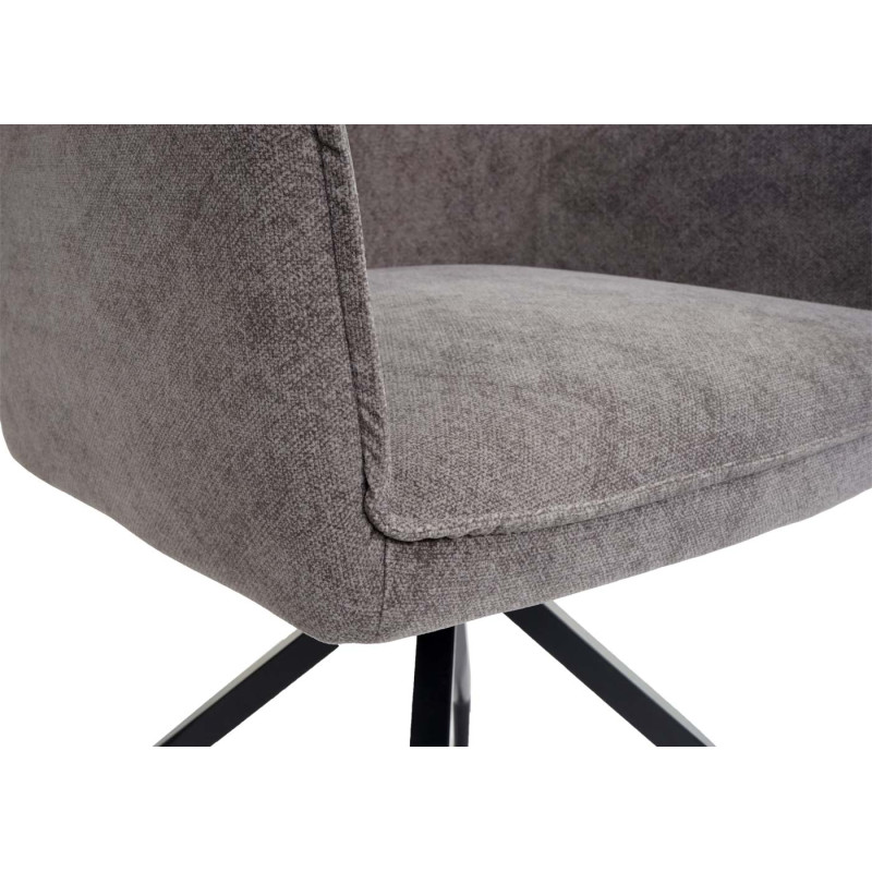 Lot de 6 chaises de salle à manger  rembourrée Chaise avec accoudoirs, tissu/textile métal - gris foncé