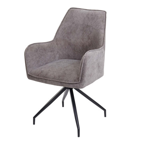 Chaise de salle à manger  rembourrée chaise avec accoudoirs gris foncé