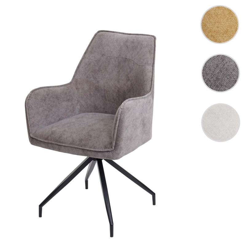 Chaise de salle à manger  rembourrée chaise avec accoudoirs gris foncé