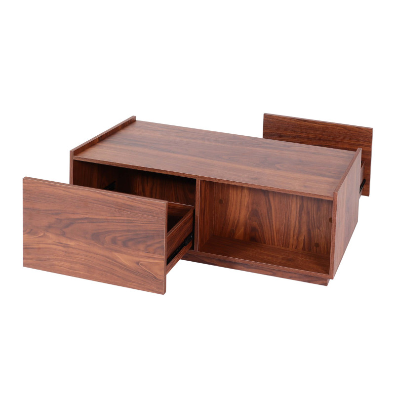 Table basse Table de salon Table d'appoint Table de salon, tiroir, MDF 110x50x40cm - aspect noyer