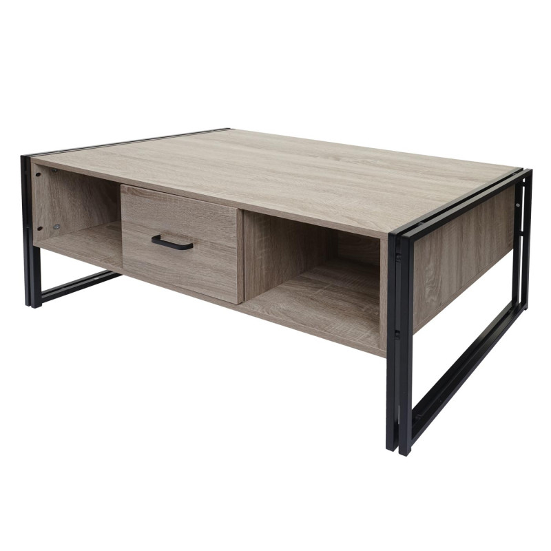 Table basse Table d'appoint, structure 3D, 45x150x60cm MVG-certifié, métal - aspect chêne