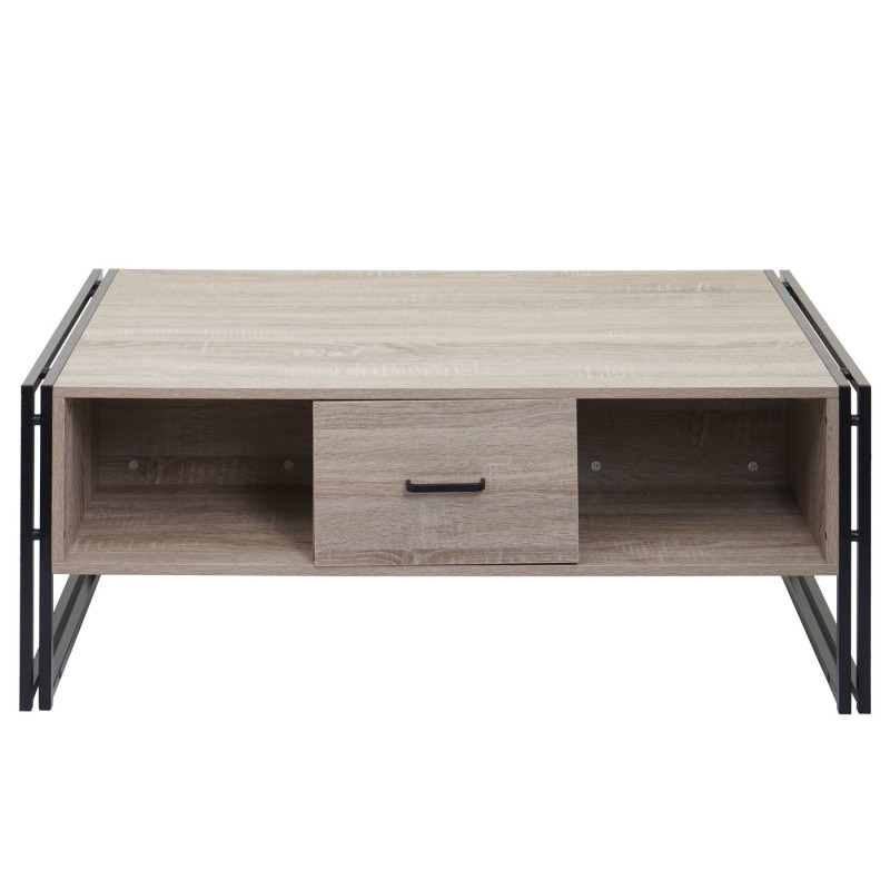 Table basse Table d'appoint, structure 3D, 45x150x60cm MVG-certifié, métal - aspect chêne