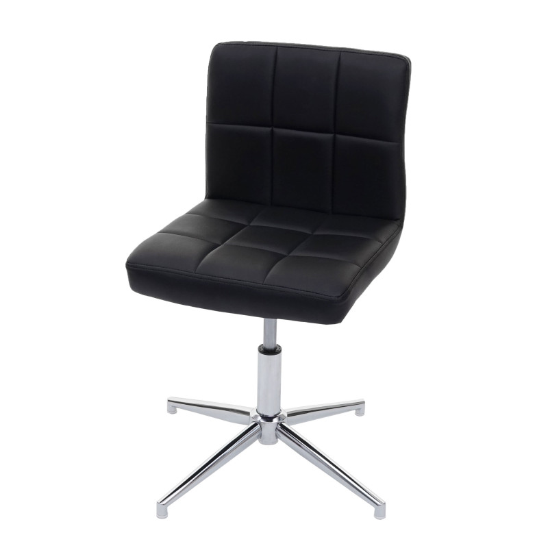 Chaise de bureau Kavala II, chaise de bureau chaise mécanisme rotatif - similicuir noir, pied chromé