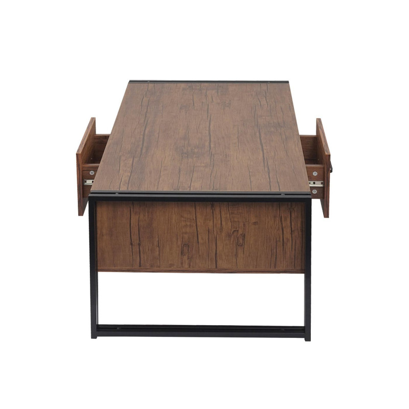 Table basse Table d'appoint structure 3D, 45x150x60cm MVG-certifié, métal - aspect chêne sauvage