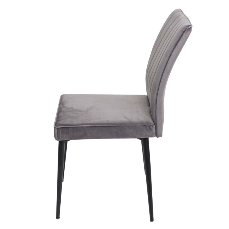 Lot de 6 chaises de salle à manger , velours métal - gris foncé