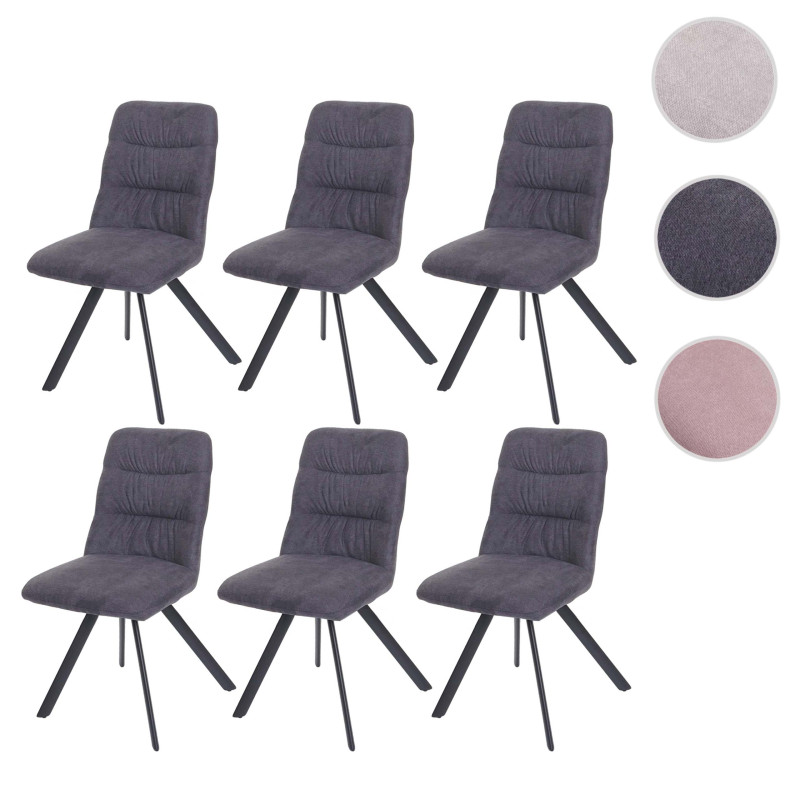 Lot de 6 chaises de salle à manger , pivotante Auto-Position, velours - rose