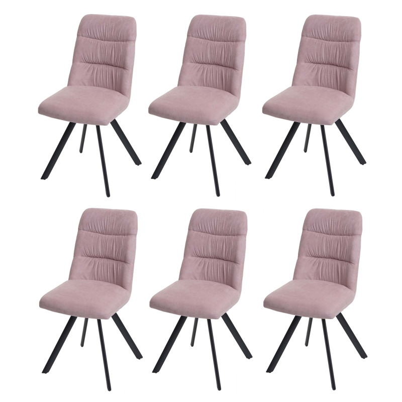 Lot de 6 chaises de salle à manger , pivotante Auto-Position, velours - rose