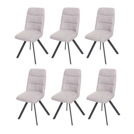 Lot de 6 chaises de salle à manger , pivotante Auto-Position, velours - crème-beige