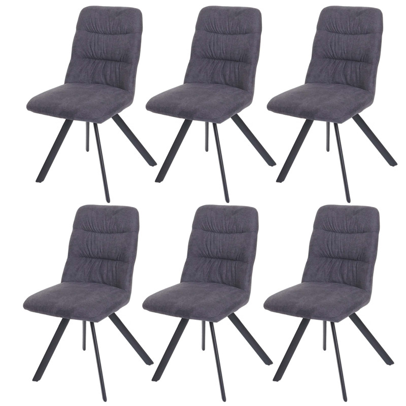 Lot de 6 chaises de salle à manger , pivotante Auto-Position, velours - anthracite