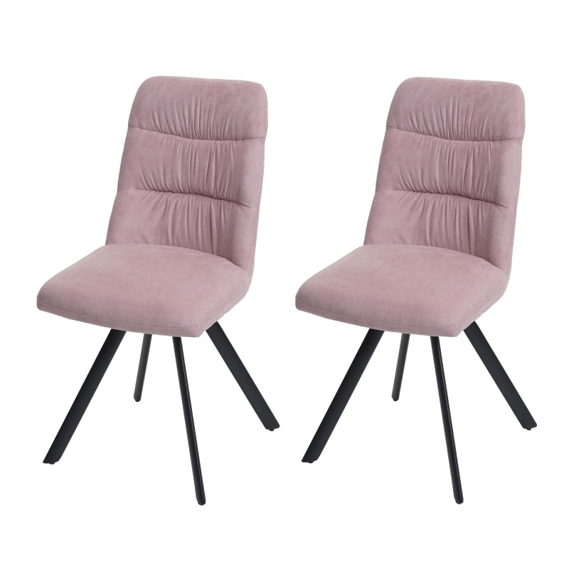 Lot de 2 chaises de salle à manger , pivotante Auto-Position, velours - rose