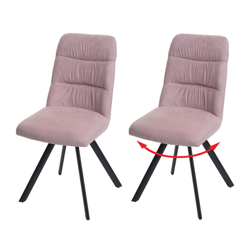 Lot de 2 chaises de salle à manger , pivotante Auto-Position, velours - rose