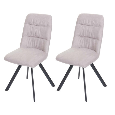 Lot de 2 chaises de salle à manger , pivotante Auto-Position, velours - crème-beige