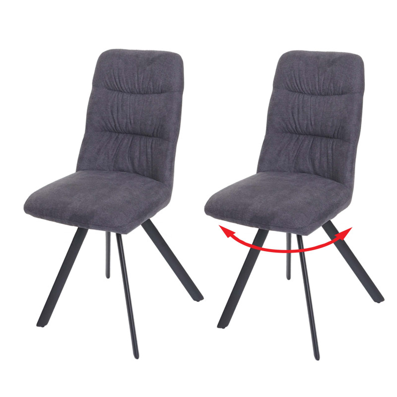 Lot de 2 chaises de salle à manger , pivotante Auto-Position, velours - anthracite