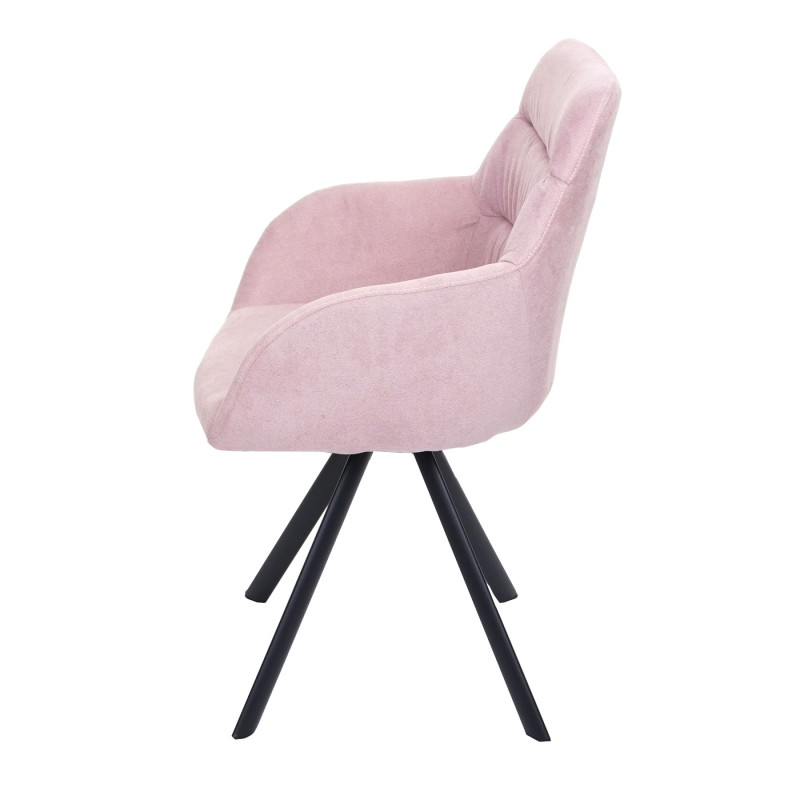 Lot de 6 chaises de salle à manger  avec accoudoirs, pivotante Auto-Position, velours - rose