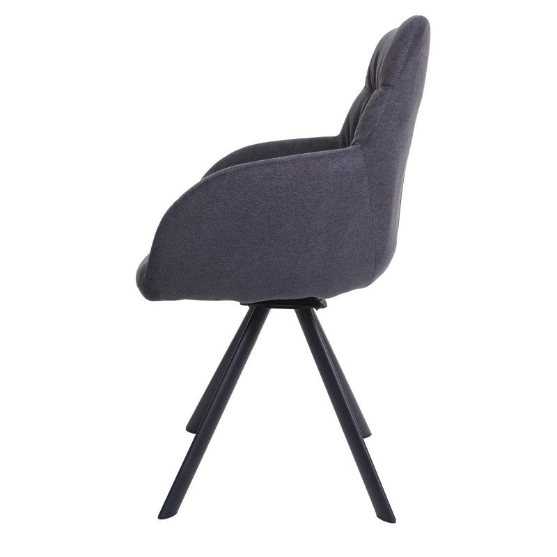 Lot de 6 chaises de salle à manger  avec accoudoirs, pivotante Auto-Position, velours - anthracite