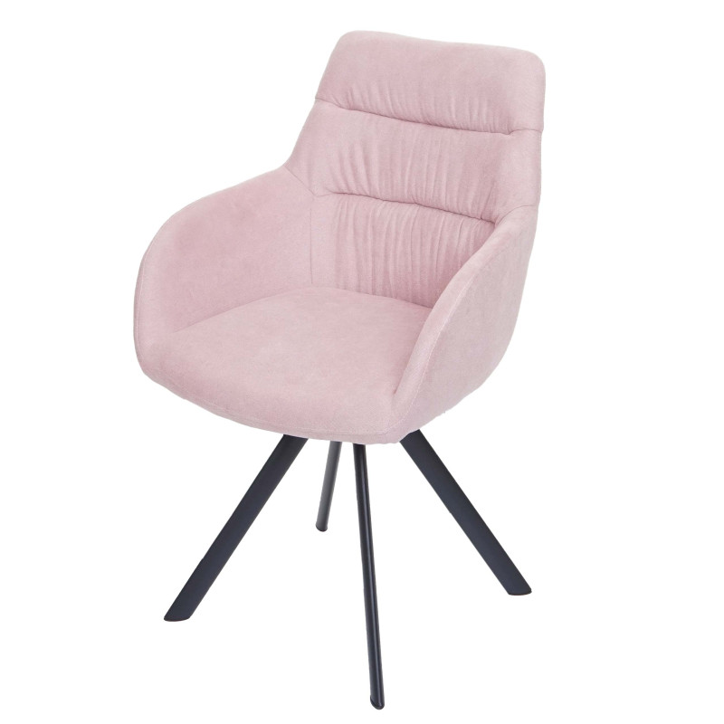 Chaise de salle à manger avec accoudoir, Auto-Position, velours - rose