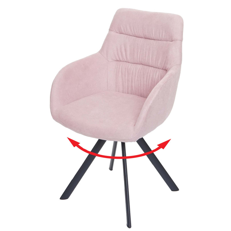 Chaise de salle à manger avec accoudoir, Auto-Position, velours - rose