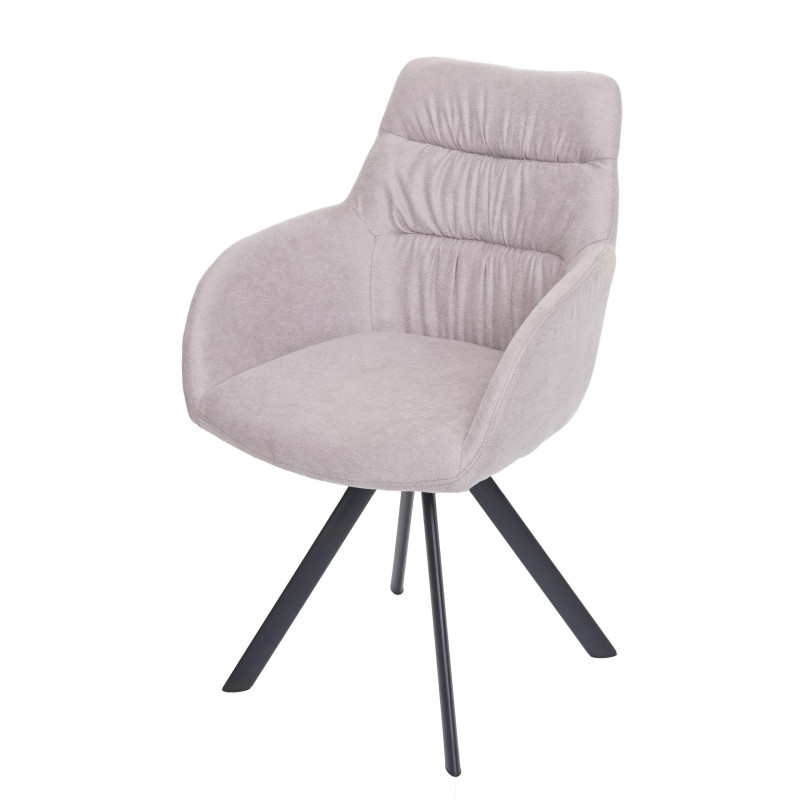 Chaise de salle à manger chaise avec accoudoir, pivotante Auto-Position, velours - Crème-beige