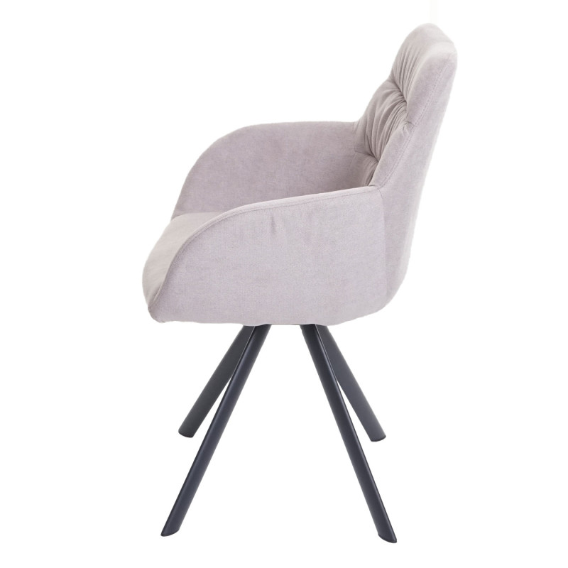 Chaise de salle à manger chaise avec accoudoir, pivotante Auto-Position, velours - Crème-beige