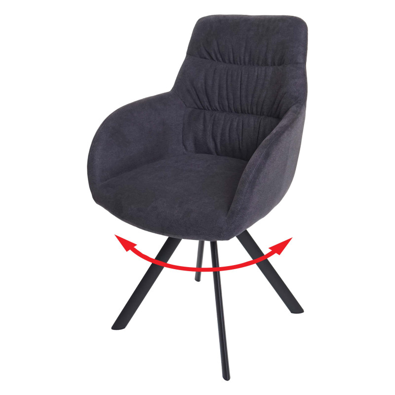 Chaise de salle à manger chaise avec accoudoir, pivotante Auto-Position, velours - anthracite