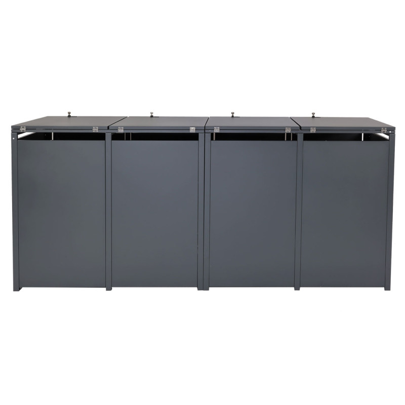 Habillage pour 4 poubelles abri pour poubelles, extensible, métal 100kg, anthracite - imitation bois de cerisier brun foncé