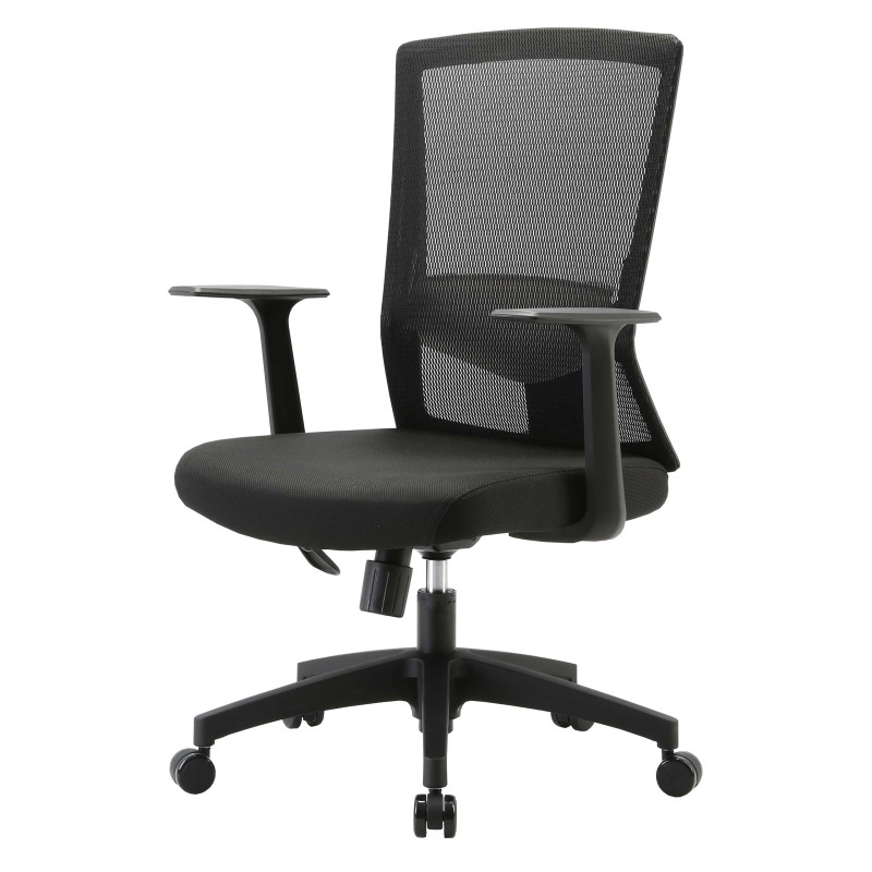 Chaise de bureau dossier ergonomique en forme de S, soutien de la taille réglable - noir