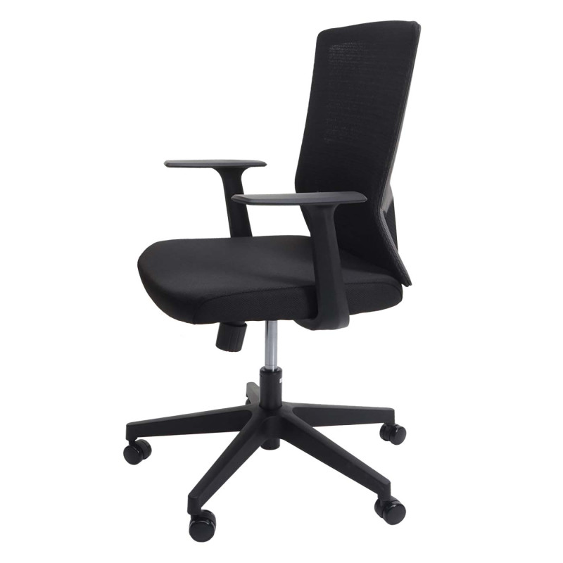 Chaise de bureau dossier ergonomique en forme de S, soutien de la taille réglable - noir