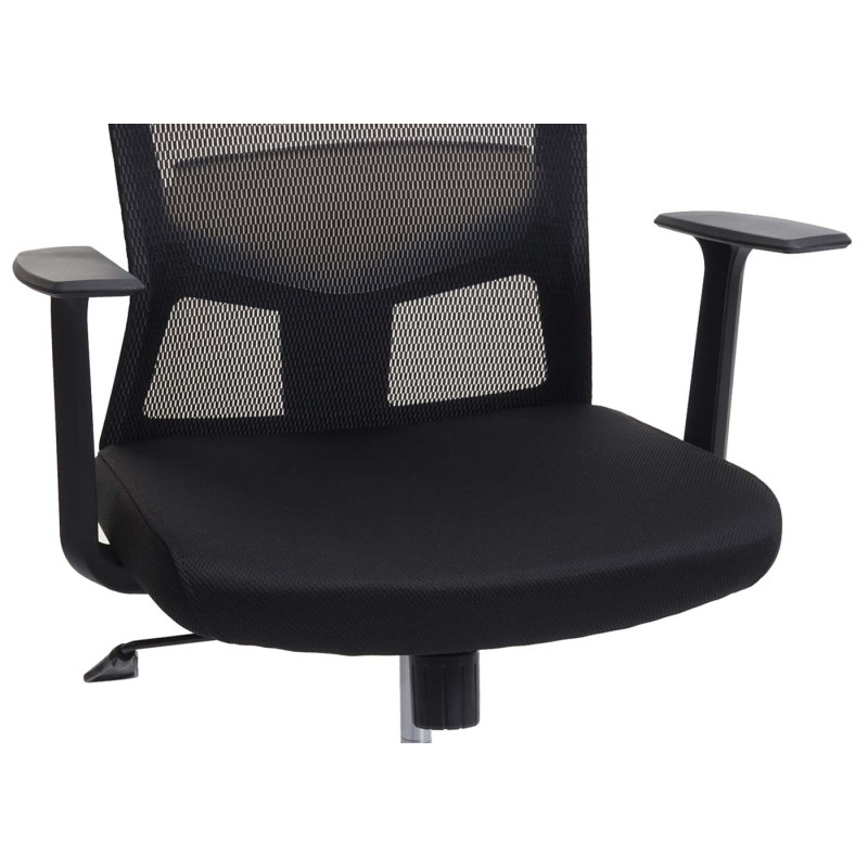 Chaise de bureau dossier ergonomique en forme de S, soutien de la taille réglable - noir