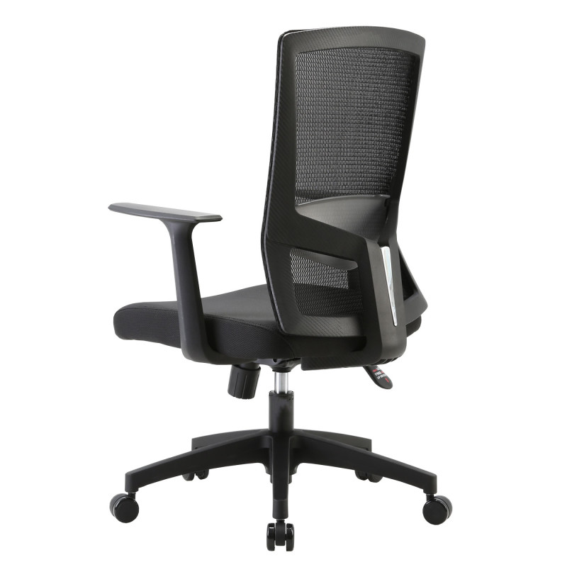 Chaise de bureau dossier ergonomique en forme de S, soutien de la taille réglable - noir