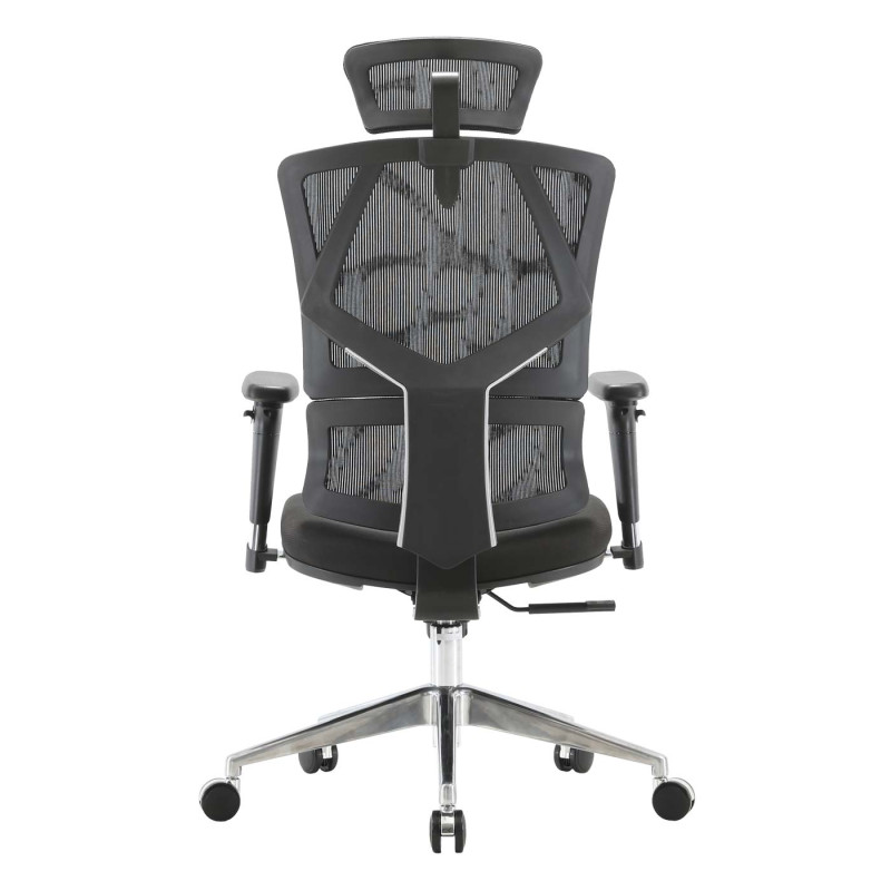 Chaise de bureau ergonomique, appui-lordose haut dossier accoudoirs 3D - rembourré noir