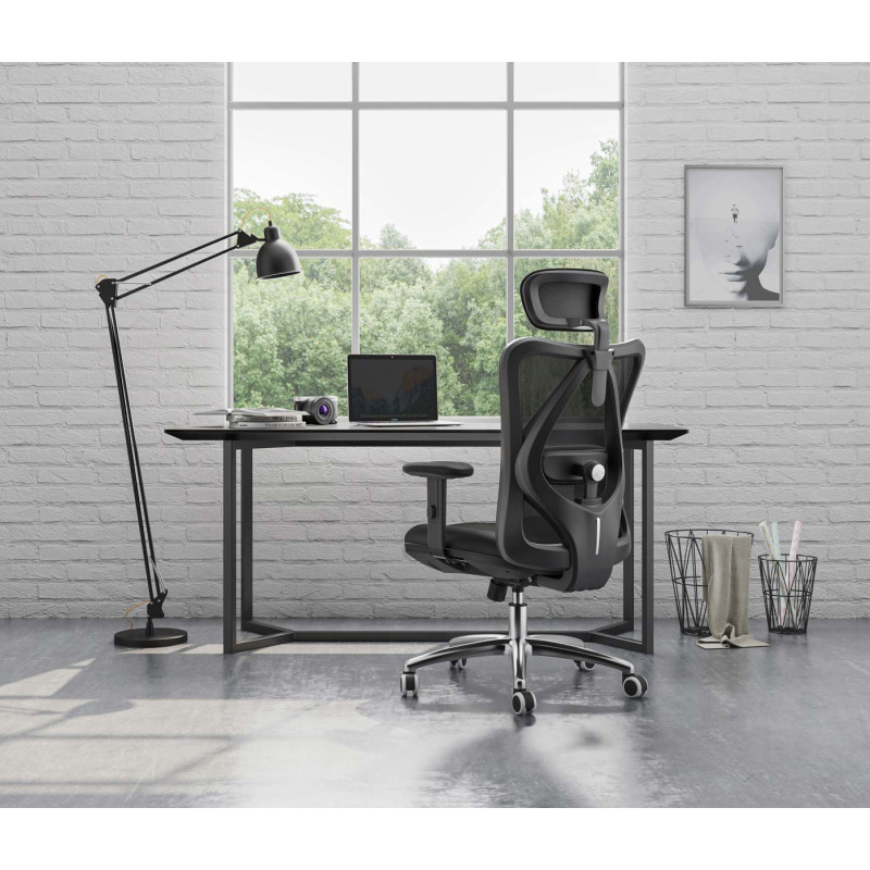 Chaise de bureau chaise de bureau, ergonomique, appui-lordose réglable charge maximale 150kg - sans repose-pieds, noir