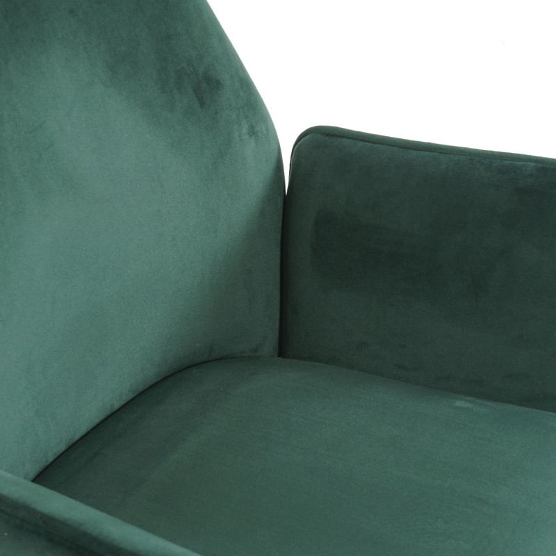 Chaise de salle à manger  avec accoudoirs, pivotante velours - vert, inox