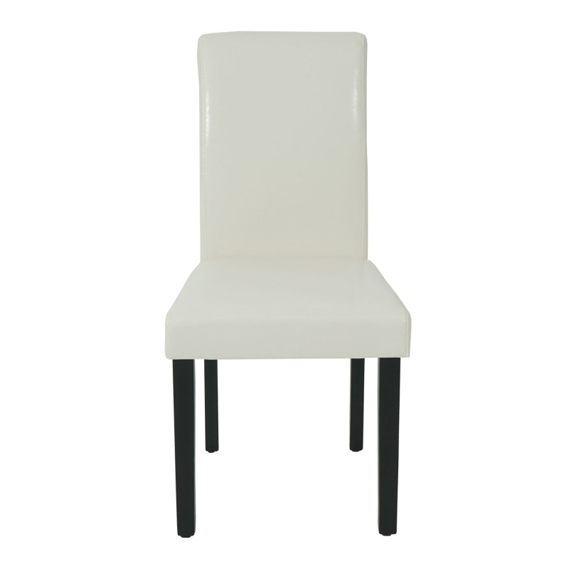 Lot de 4 chaises de salle à manger  bois similicuir - crème-blanc, pieds noirs