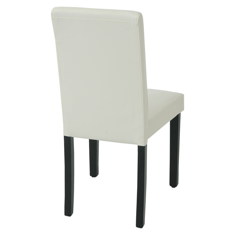 Lot de 4 chaises de salle à manger  bois similicuir - crème-blanc, pieds noirs