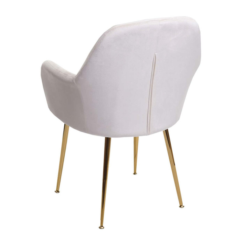 Lot de 6 chaises de salle à manger , design rétro - velours crème-blanc, pieds dorés