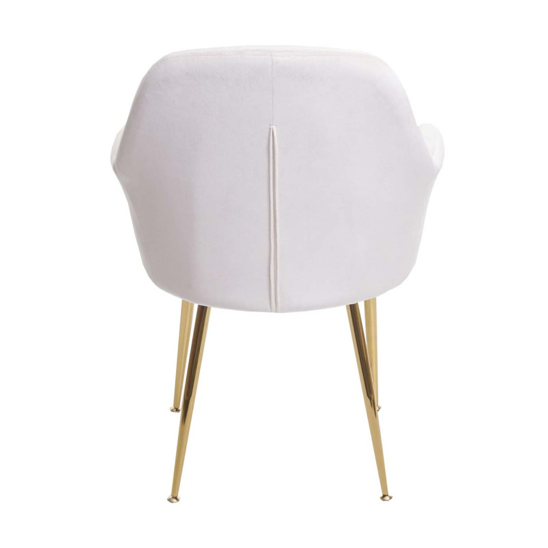 Lot de 6 chaises de salle à manger , design rétro - velours crème-blanc, pieds dorés