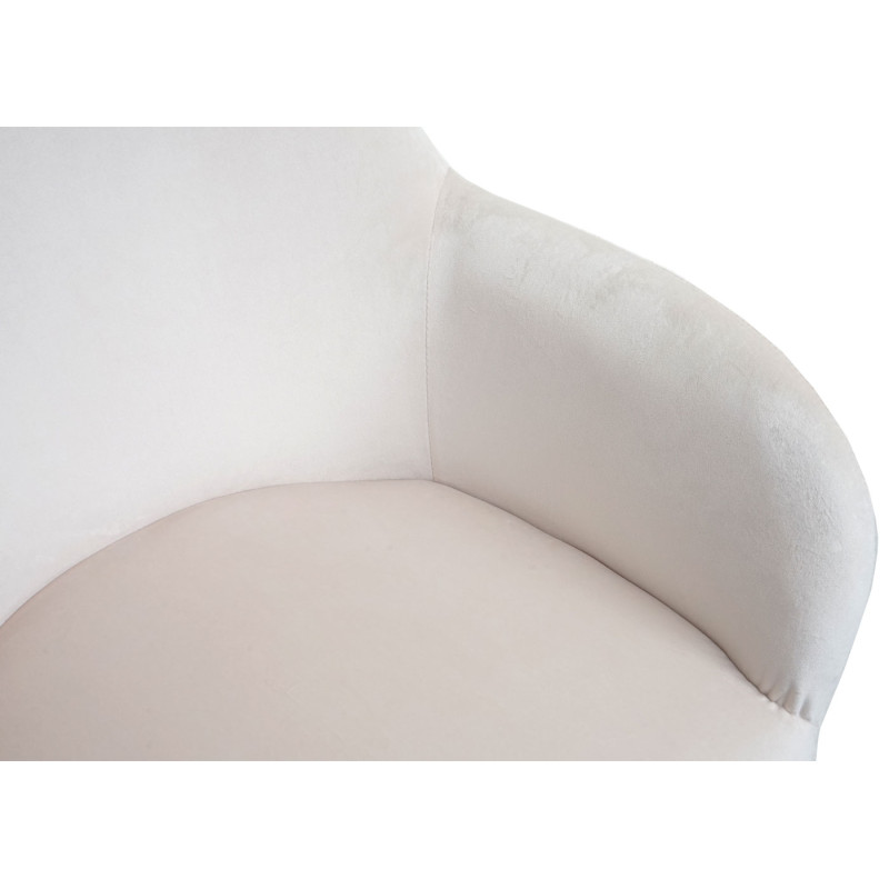 Lot de 6 chaises de salle à manger , design rétro - velours crème-blanc, pieds dorés