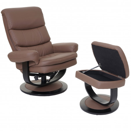 Fauteuil tv + tabouret avec compartiment de rangement schok chocolat