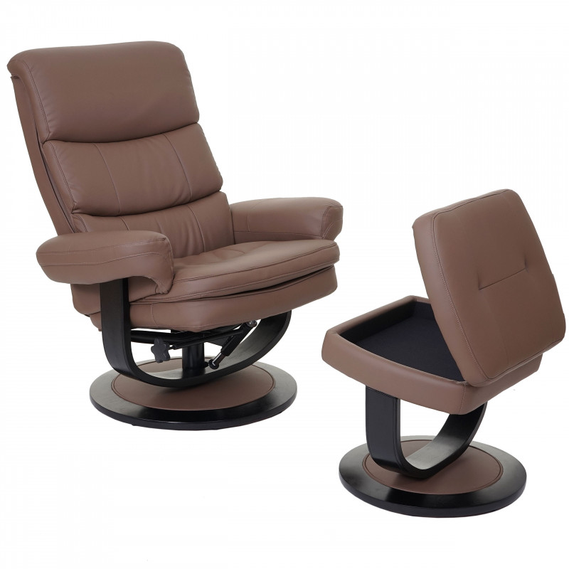 Fauteuil tv + tabouret avec compartiment de rangement schok chocolat
